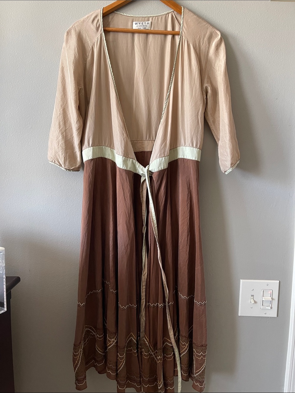 Wyeth by Todd Magill 100% Silk Tie-Waist Maxi Dress